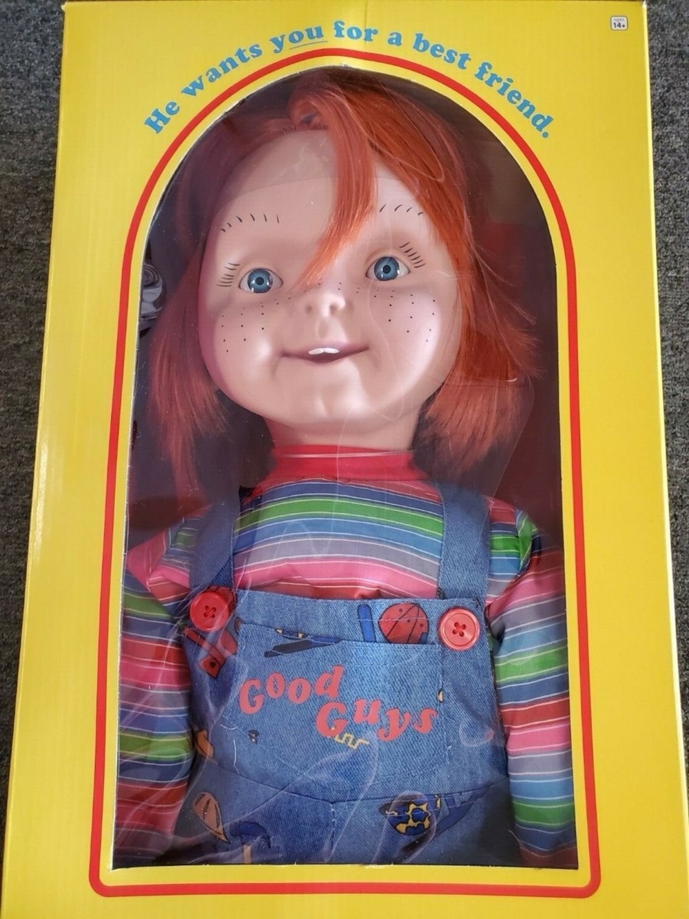 Red-Haired Plush Doll in Blue Overalls - Kids Toy